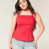 Neckholder-Top mit Plissierung und offenem Rücken