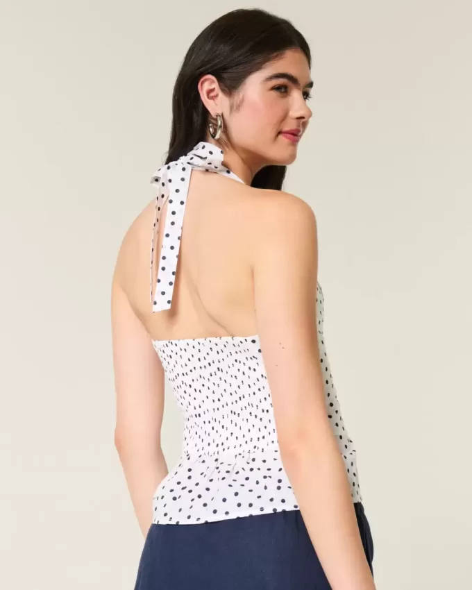 Neckholder-Top mit Plissierung und offenem Rücken Neckholder-Top mit Plissierung und offenem Rücken
