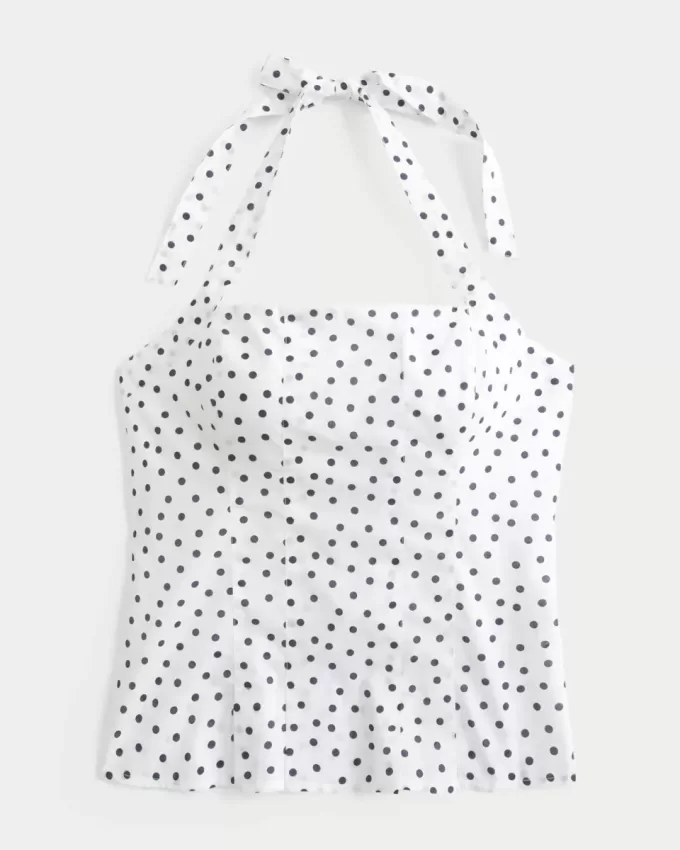 Neckholder-Top mit Plissierung und offenem Rücken Neckholder-Top mit Plissierung und offenem Rücken