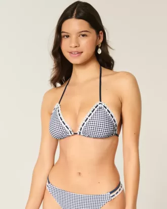 Neckholder-Triangel-Bikinioberteil mit Häkelbesatz