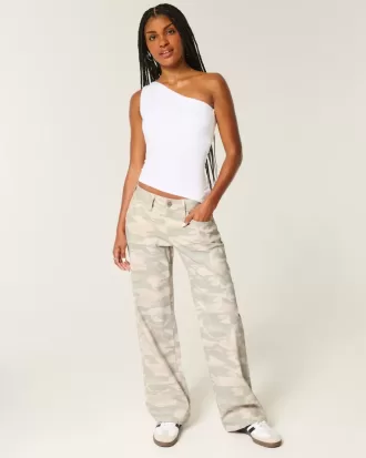 Niedrig geschnittene Y2K-Baggy-Jeans mit Camouflage-Muster