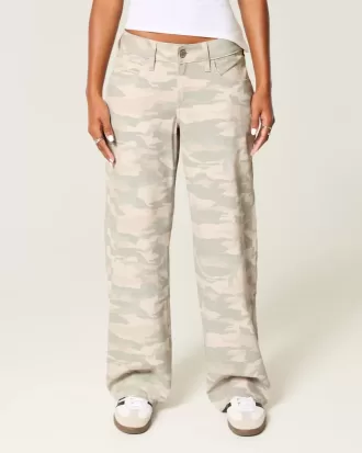 Niedrig geschnittene Y2K-Baggy-Jeans mit Camouflage-Muster