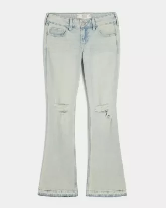 Niedrig geschnittene, zerrissene Bootcut-Jeans in heller Waschung Niedrig geschnittene, zerrissene Bootcut-Jeans in heller Waschung