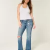 Niedrig sitzende Bootcut-Jeans mit Rissen in mittlerer Waschung Niedrig sitzende Bootcut-Jeans mit Rissen in mittlerer Waschung