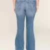 Niedrig sitzende Bootcut-Jeans mit Rissen in mittlerer Waschung Niedrig sitzende Bootcut-Jeans mit Rissen in mittlerer Waschung