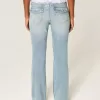 Niedrige Bootcut-Jeans mit mittlerer Waschung und Schmetterlingsstickerei Niedrige Bootcut-Jeans mit mittlerer Waschung und Schmetterlingsstickerei