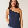 One-Shoulder-Top aus Leinenmischung One-Shoulder-Top aus Leinenmischung