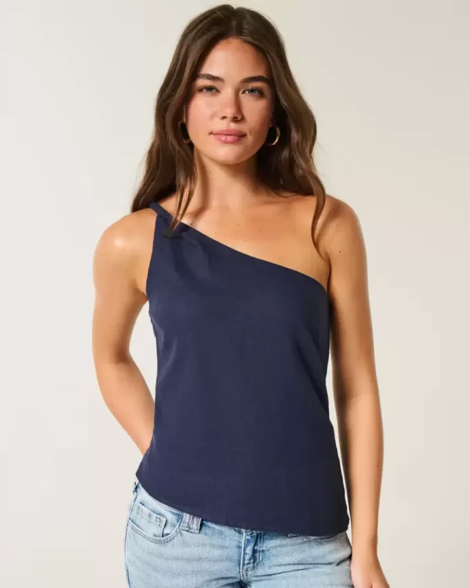 One-Shoulder-Top aus Leinenmischung One-Shoulder-Top aus Leinenmischung