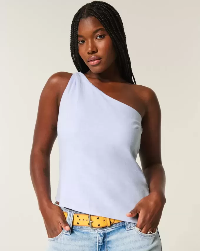 One-Shoulder-Top aus Leinenmischung One-Shoulder-Top aus Leinenmischung