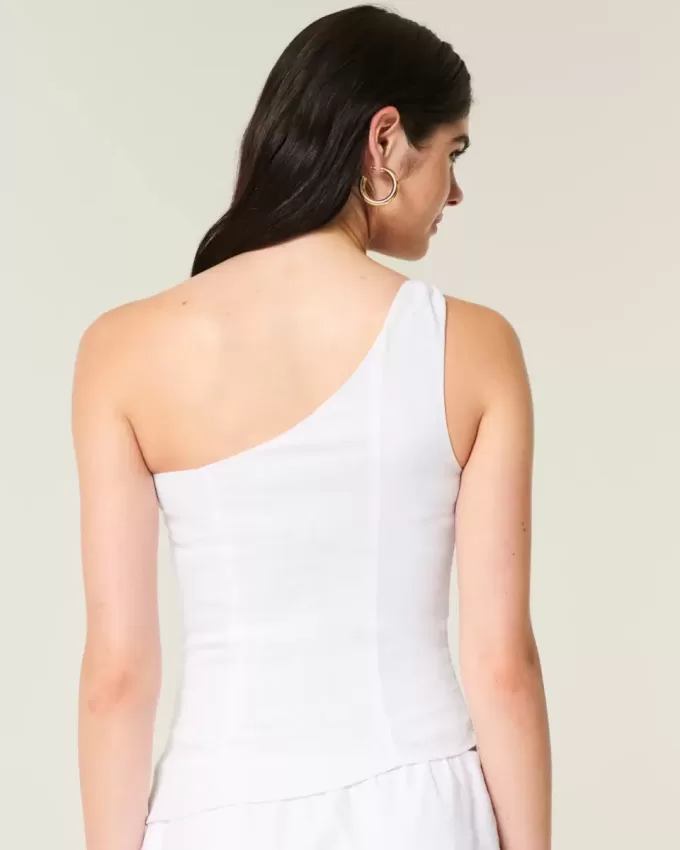 One-Shoulder-Top aus Leinenmischung One-Shoulder-Top aus Leinenmischung