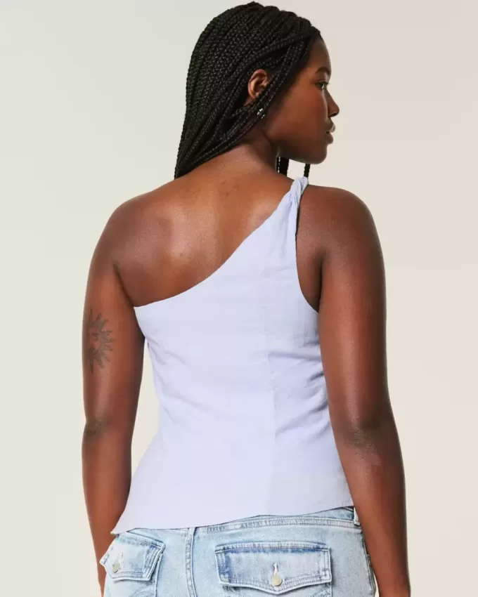 One-Shoulder-Top aus Leinenmischung One-Shoulder-Top aus Leinenmischung