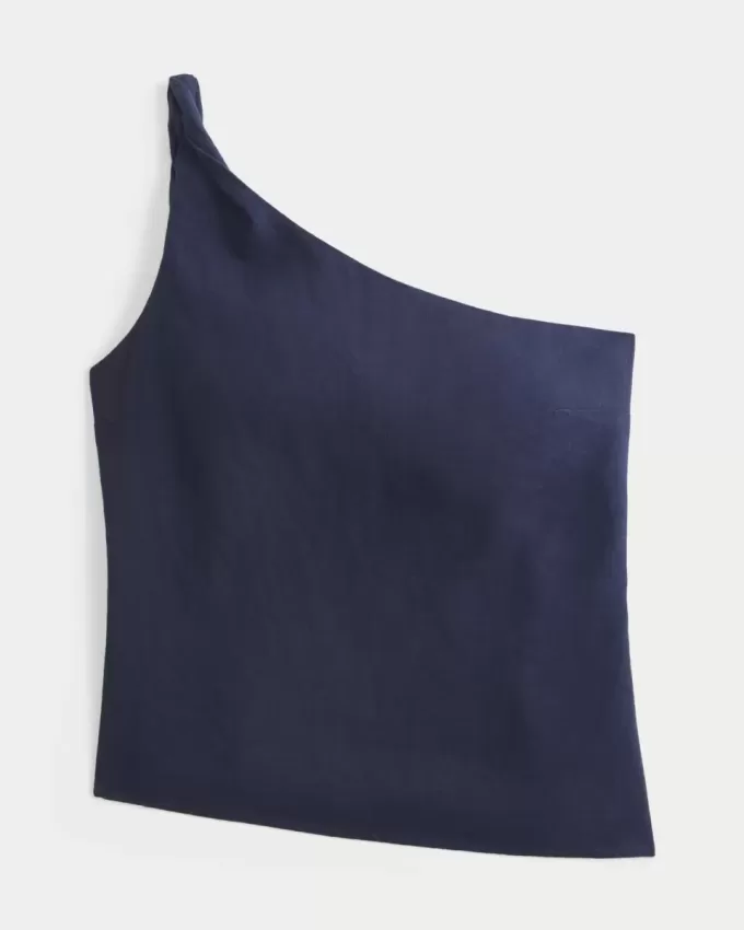 One-Shoulder-Top aus Leinenmischung One-Shoulder-Top aus Leinenmischung