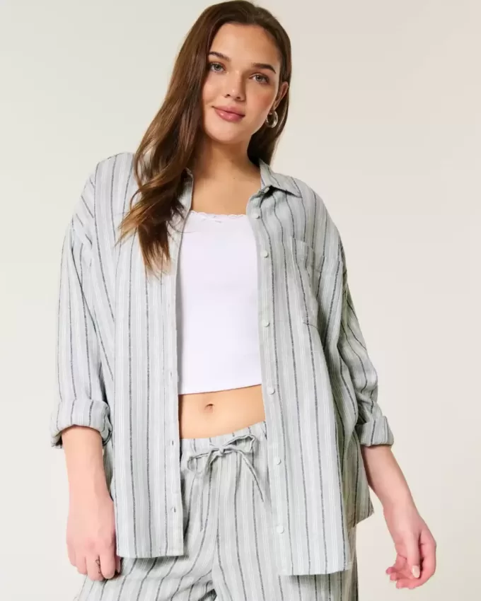 Oversize-Hemd aus Leinenmischung Oversize-Hemd aus Leinenmischung