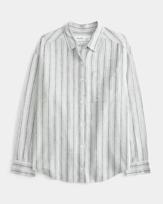 Oversize-Hemd aus Leinenmischung Oversize-Hemd aus Leinenmischung