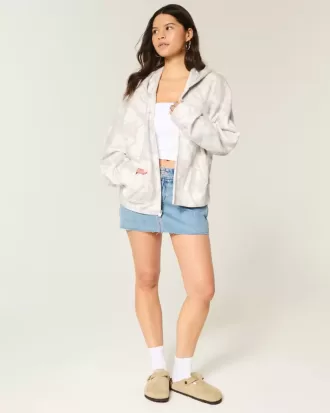 Oversize-Kapuzenpullover mit Camouflage-Muster und Reißverschluss