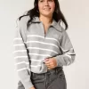 Oversize-Pullover mit Grafik und halbem Reißverschluss Oversize-Pullover mit Grafik und halbem Reißverschluss