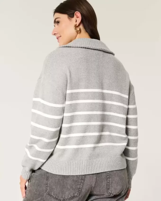 Oversize-Pullover mit Grafik und halbem Reißverschluss Oversize-Pullover mit Grafik und halbem Reißverschluss
