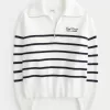 Oversize-Pullover mit Grafik und halbem Reißverschluss Oversize-Pullover mit Grafik und halbem Reißverschluss
