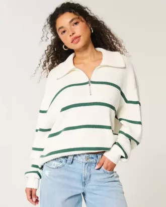 Oversize-Pullover mit halbem Reißverschluss