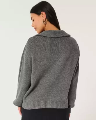 Oversize-Pullover mit halbem Reißverschluss