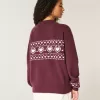 Oversize-Pullover mit Rundhalsausschnitt und Herzmuster Oversize-Pullover mit Rundhalsausschnitt und Herzmuster