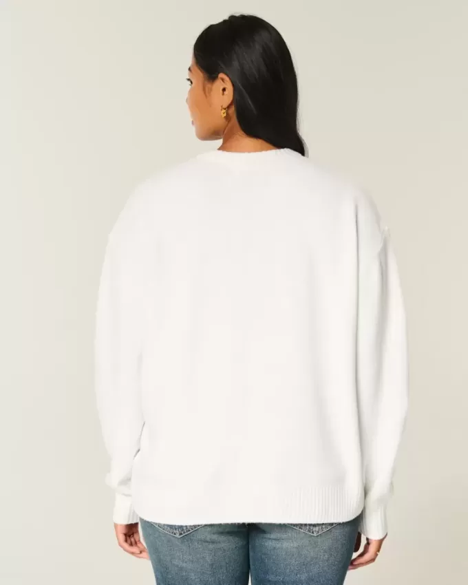 Oversize-Pullover mit Rundhalsausschnitt und Teddybär-Grafik Oversize-Pullover mit Rundhalsausschnitt und Teddybär-Grafik