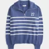 Oversize-Pullover mit Zahlengrafik und halbem Reißverschluss Oversize-Pullover mit Zahlengrafik und halbem Reißverschluss