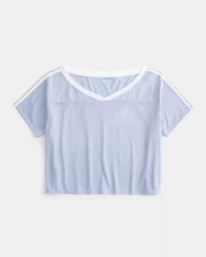 Oversize-Schulterfreies Trikot mit College-Grafik Oversize-Schulterfreies Trikot mit College-Grafik