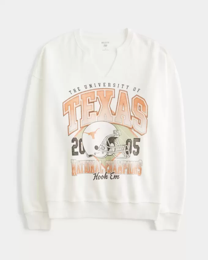 Oversize-Sweatshirt mit Grafik und eingekerbtem Ausschnitt der University of Texas Oversize-Sweatshirt mit Grafik und eingekerbtem Ausschnitt der University of Texas