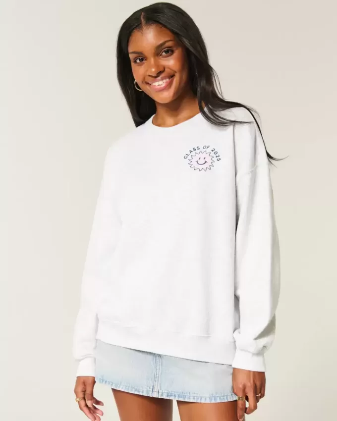 Oversize-Sweatshirt mit Rundhalsausschnitt und Grafik für den Abschlussjahrgang 2025 Oversize-Sweatshirt mit Rundhalsausschnitt und Grafik für den Abschlussjahrgang 2025
