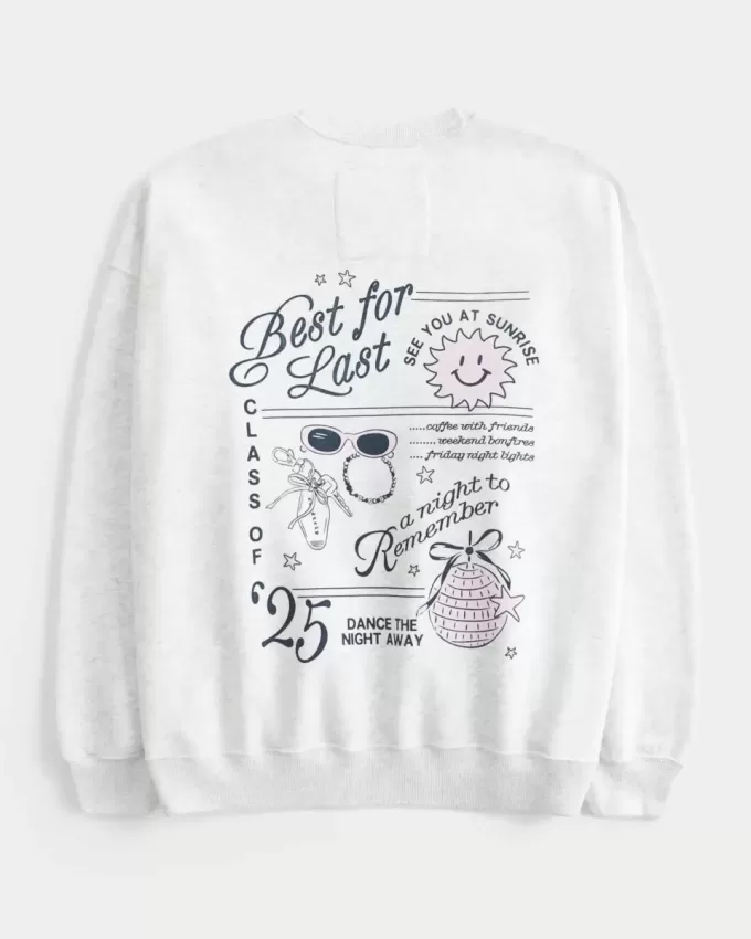 Oversize-Sweatshirt mit Rundhalsausschnitt und Grafik für den Abschlussjahrgang 2025 Oversize-Sweatshirt mit Rundhalsausschnitt und Grafik für den Abschlussjahrgang 2025