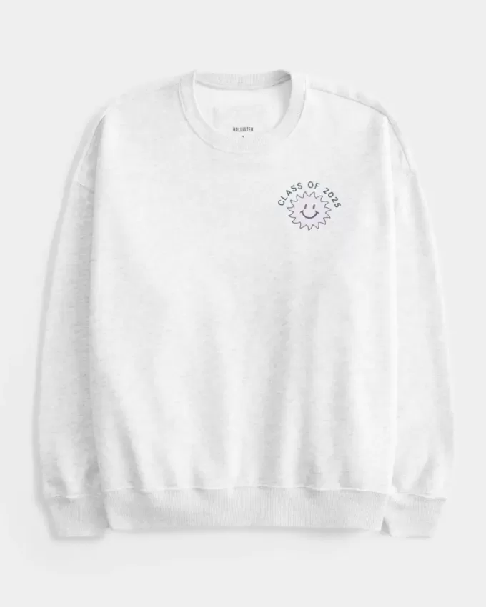 Oversize-Sweatshirt mit Rundhalsausschnitt und Grafik für den Abschlussjahrgang 2025 Oversize-Sweatshirt mit Rundhalsausschnitt und Grafik für den Abschlussjahrgang 2025