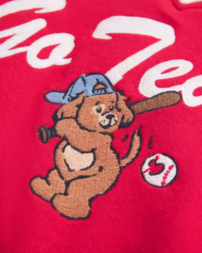 Oversize-Sweatshirt mit V-Ausschnitt und „Go Team“-Grafik Oversize-Sweatshirt mit V-Ausschnitt und „Go Team“-Grafik