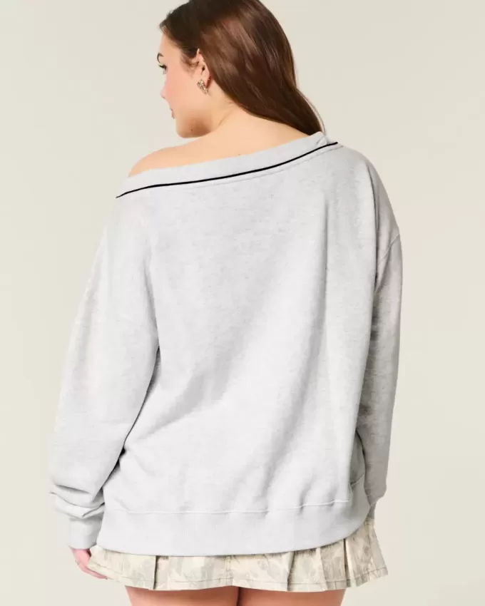 Oversize-Sweatshirt mit V-Ausschnitt und NYC-Grafik Oversize-Sweatshirt mit V-Ausschnitt und NYC-Grafik