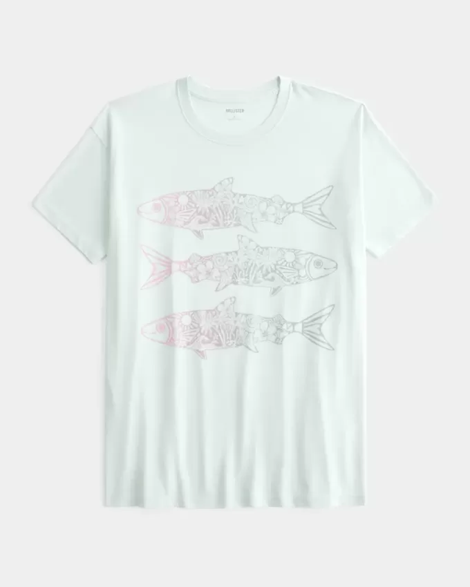 Oversize-T-Shirt mit Fisch-Grafik Oversize-T-Shirt mit Fisch-Grafik
