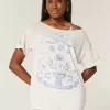 Oversize-T-Shirt mit schulterfreiem Schnitt und Grafik Oversize-T-Shirt mit schulterfreiem Schnitt und Grafik