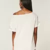 Oversize-T-Shirt mit schulterfreiem Schnitt und Grafik Oversize-T-Shirt mit schulterfreiem Schnitt und Grafik
