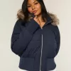 Puffer-Bomberjacke mit Kunstpelzbesatz Puffer-Bomberjacke mit Kunstpelzbesatz