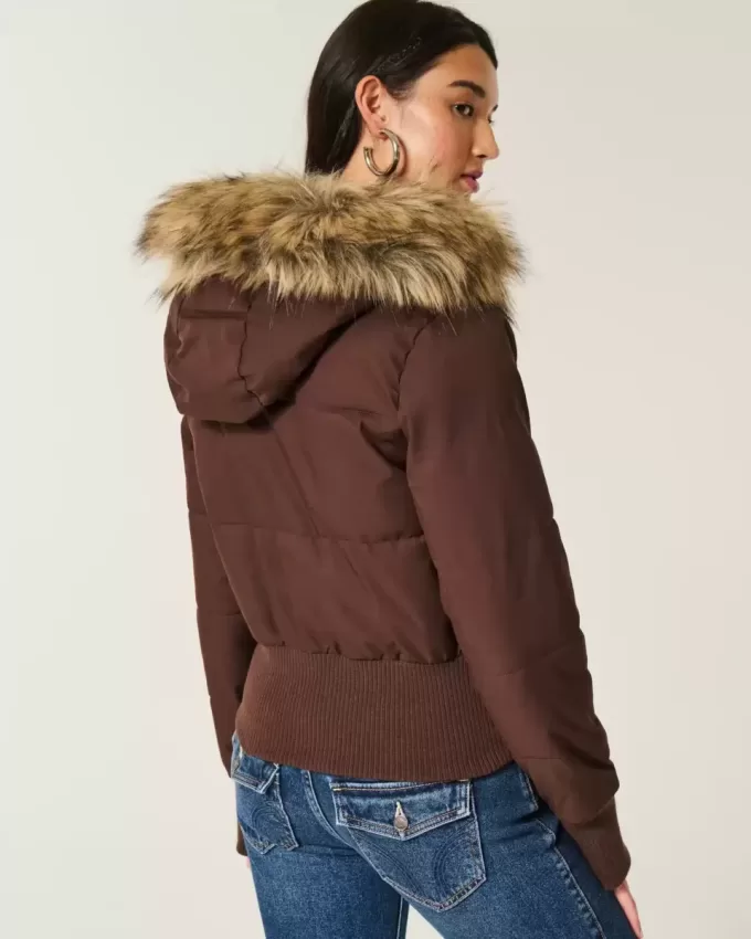 Puffer-Bomberjacke mit Kunstpelzbesatz Puffer-Bomberjacke mit Kunstpelzbesatz