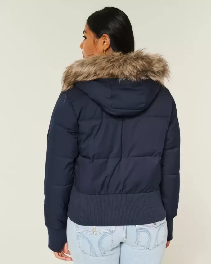 Puffer-Bomberjacke mit Kunstpelzbesatz Puffer-Bomberjacke mit Kunstpelzbesatz