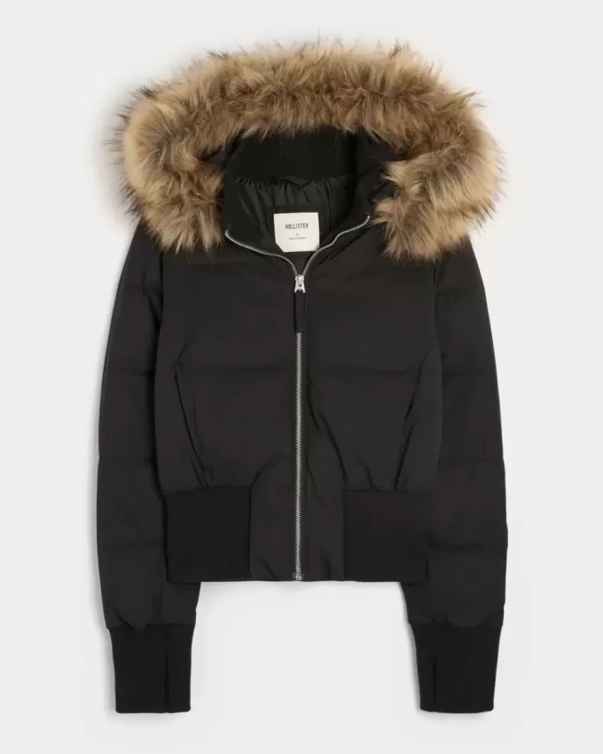 Puffer-Bomberjacke mit Kunstpelzbesatz Puffer-Bomberjacke mit Kunstpelzbesatz
