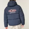 Pufferjacke mit Kapuze und Motorsport-Grafik Pufferjacke mit Kapuze und Motorsport-Grafik