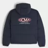 Pufferjacke mit Kapuze und Motorsport-Grafik Pufferjacke mit Kapuze und Motorsport-Grafik