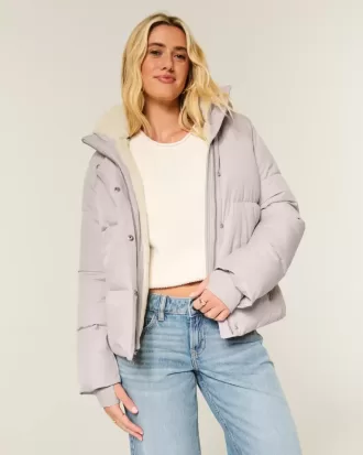 Pufferjacke mit Kunstpelzfutter