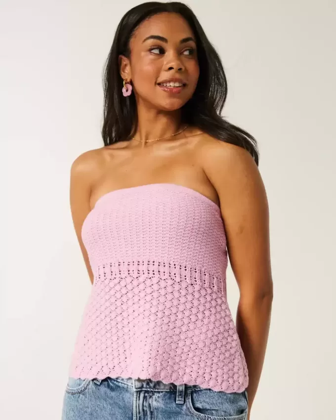 Pullover-Tube-Top im Häkelstil Pullover-Tube-Top im Häkelstil