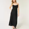 Rückenfreies Midi-Slipkleid aus Leinenmischung Rückenfreies Midi-Slipkleid aus Leinenmischung