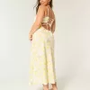 Rückenfreies Midi-Slipkleid aus Leinenmischung Rückenfreies Midi-Slipkleid aus Leinenmischung