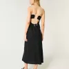 Rückenfreies Midi-Slipkleid aus Leinenmischung Rückenfreies Midi-Slipkleid aus Leinenmischung