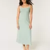 Rückenfreies Midi-Slipkleid aus Leinenmischung