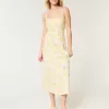 Rückenfreies Midi-Slipkleid aus Leinenmischung Rückenfreies Midi-Slipkleid aus Leinenmischung